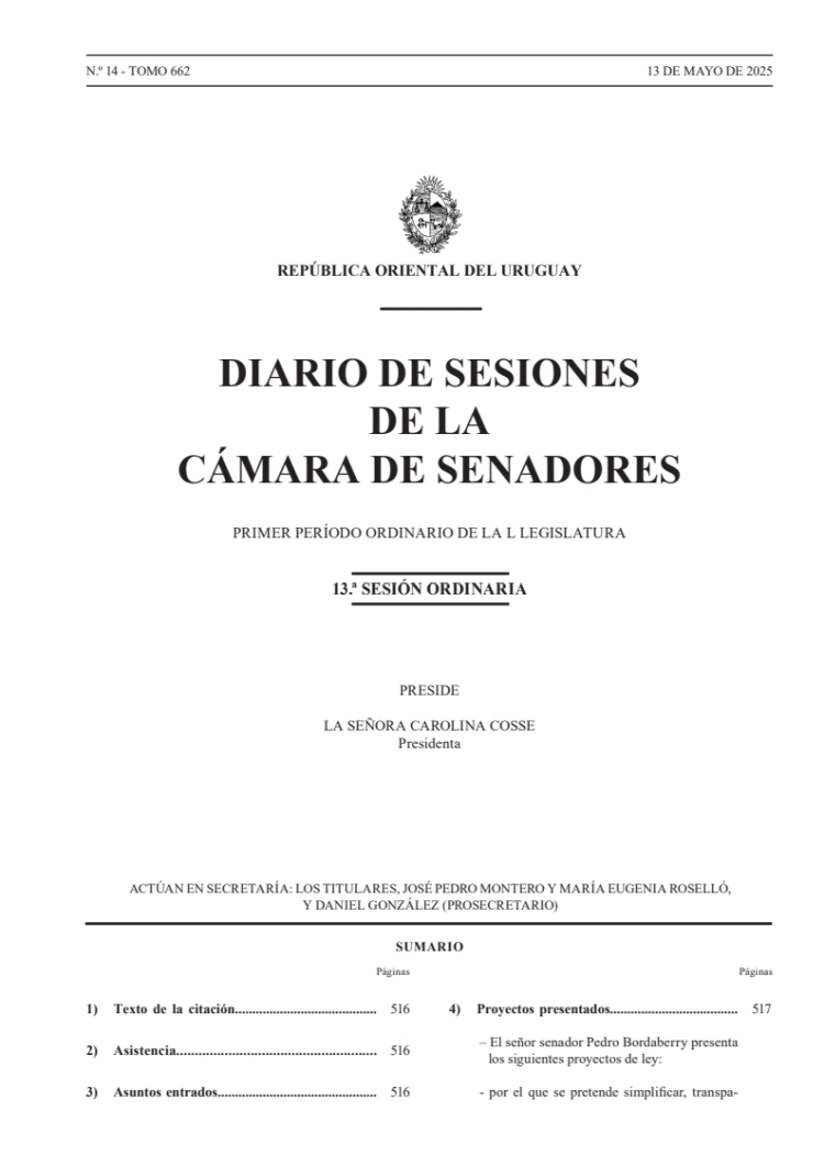 DIARIO DE SESIONES DE LA CAMARA DE SENADORES del 13/05/2025